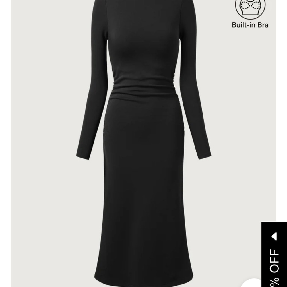 OGL NWT Thermal Boatneck Ruched Sides Brami Midi Dress